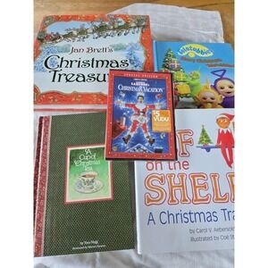 Lot Of Christmas Items Jan Brett's Christmas Treasury, DVD, Books.